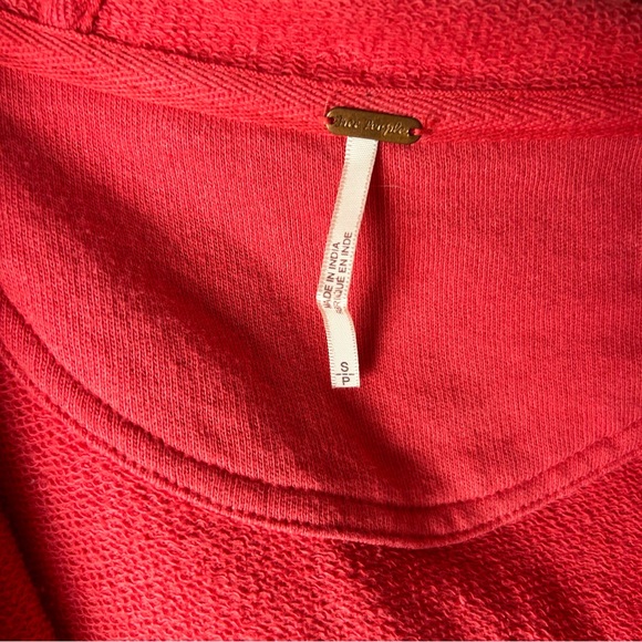 FREE PEOPLE SzS OH PRETTY DAZE EMBROIDERED HOODED KNIT CARDIGAN CORAL EUC - Picture 10 of 10